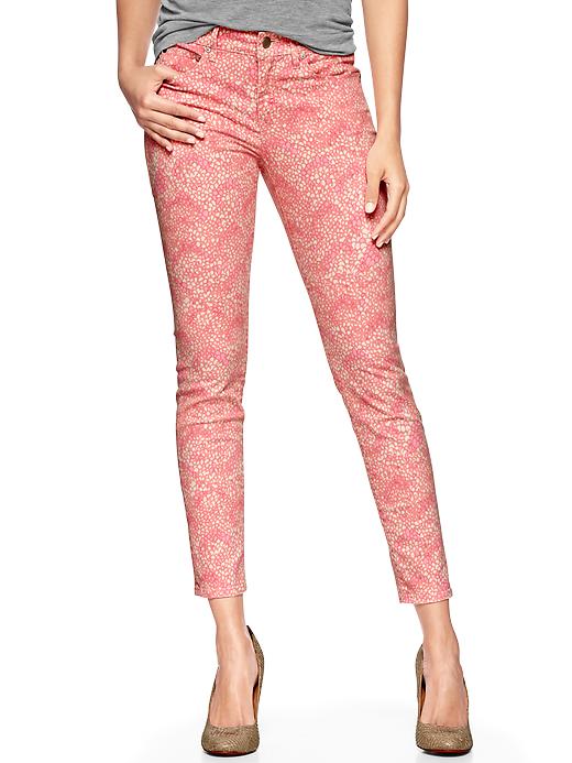 View large product image 1 of 1. 1969 printed legging skimmer jeans