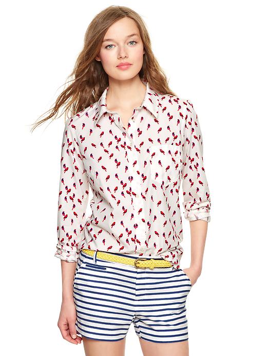 1 of 8 showing, with the color birds of product Fitted boyfriend printed shirt