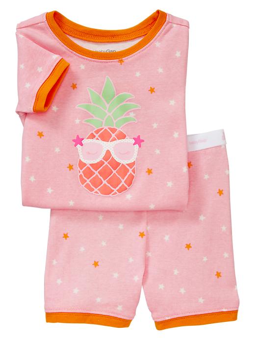 1 of 8 showing, with the color pink of product Pineapple short sleep set