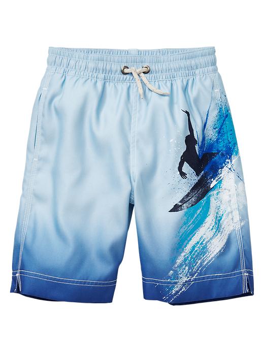 1 of 8 showing, with the color light blue/navy of product Surfer ombre swim trunks