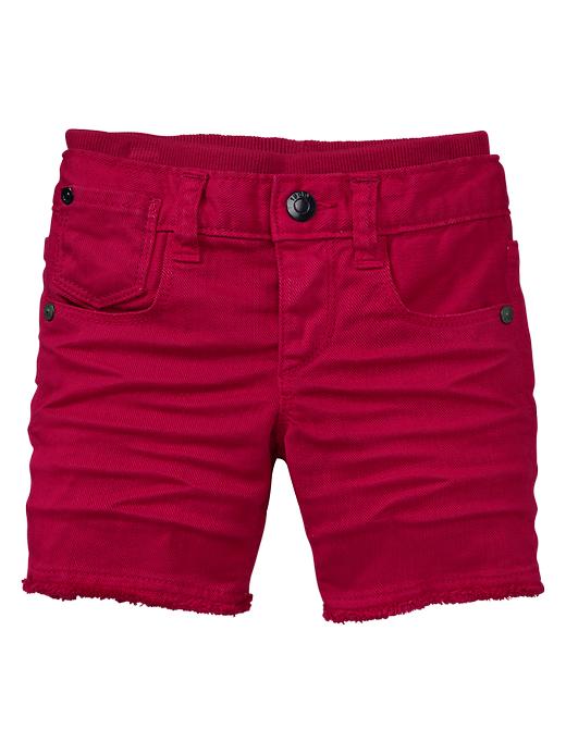 1 of 8 showing, with the color cinnamon candy of product Red denim shorts