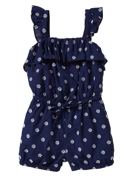 1 of 8 showing, with the color mint dots raw indigo of product Swiss dot ruffled romper