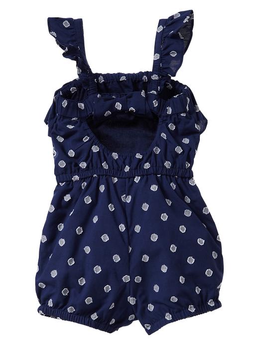 2 of 8 showing, with the color mint dots raw indigo of product Swiss dot ruffled romper