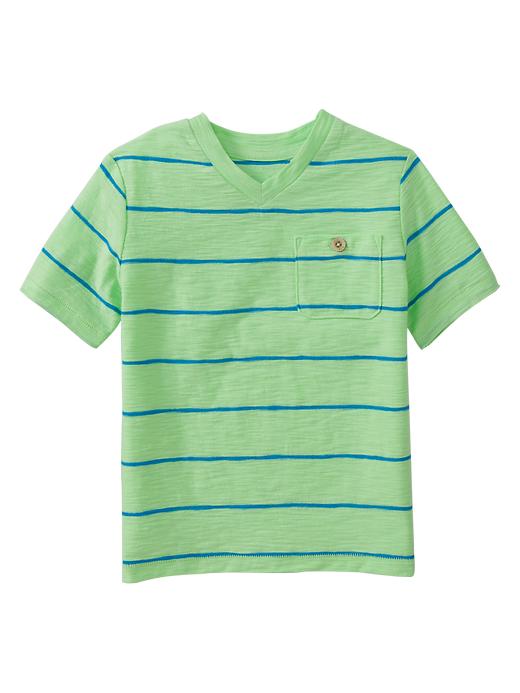 1 of 8 showing, with the color studio green of product Striped V-neck pocket T