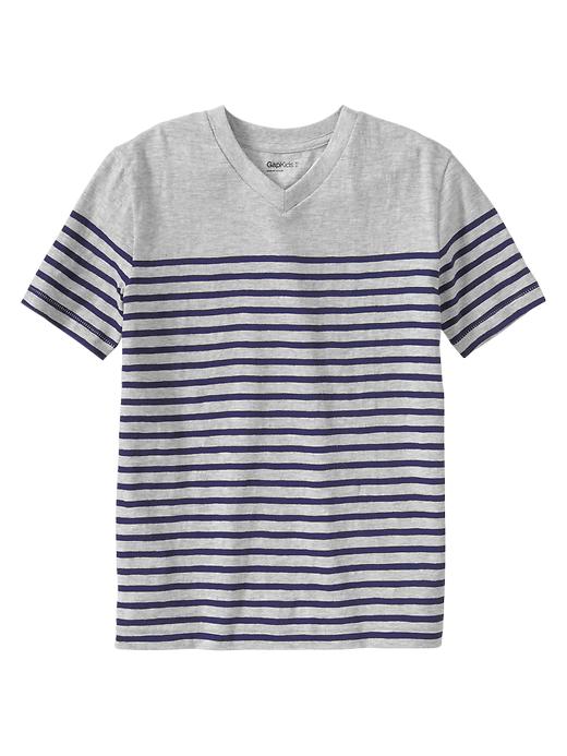 1 of 8 showing, with the color heather grey1 of product Striped V-neck T