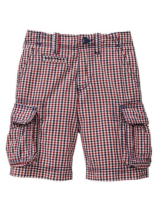 1 of 8 showing, with the color red blue plaid of product Checkered cargo shorts