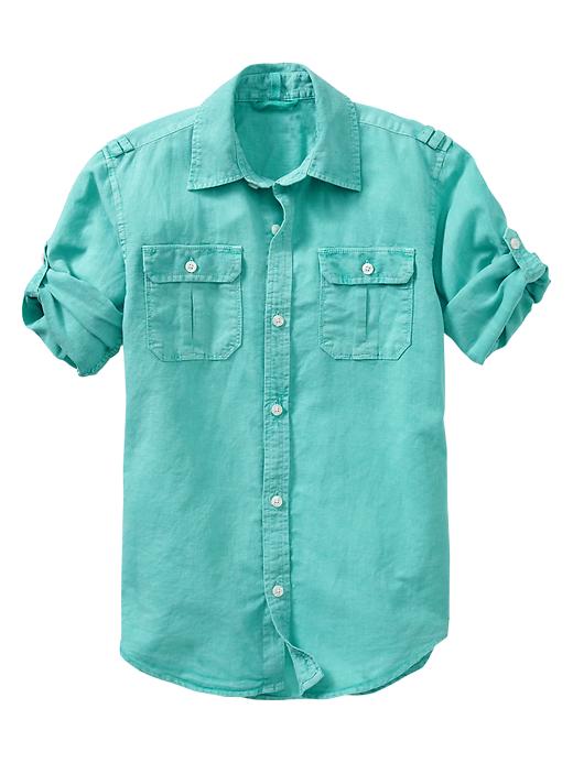 1 of 8 showing, with the color seaport turquoise of product Convertible garment-dyed shirt