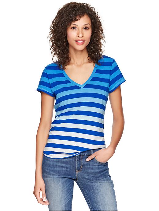 1 of 8 showing, with the color blue stripe of product Essential dip-dye striped T
