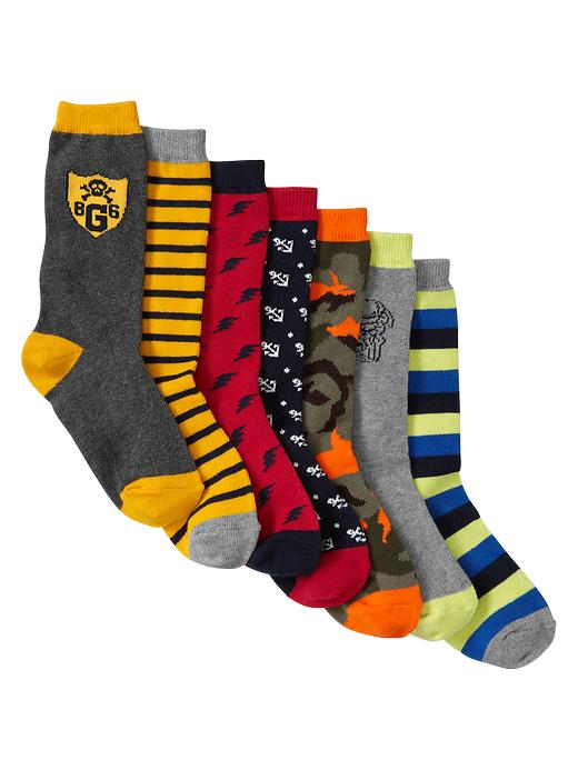 1 of 8 showing, with the color multi stripe of product Uniform printed socks (7-pack)