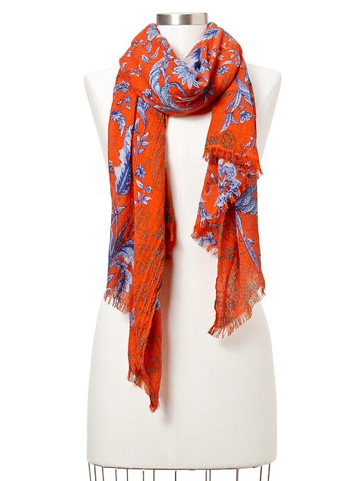 1 of 8 showing, with the color sport orange of product Two-tone floral scarf