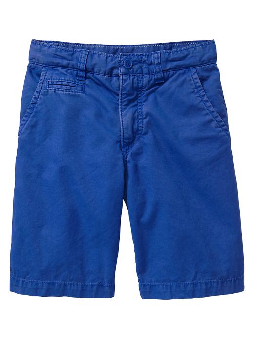 View large product image 1 of 1. Colored flat-front shorts