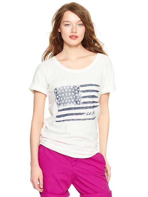 1 of 8 showing, with the color flag logo of product Graphic roll-up slub T