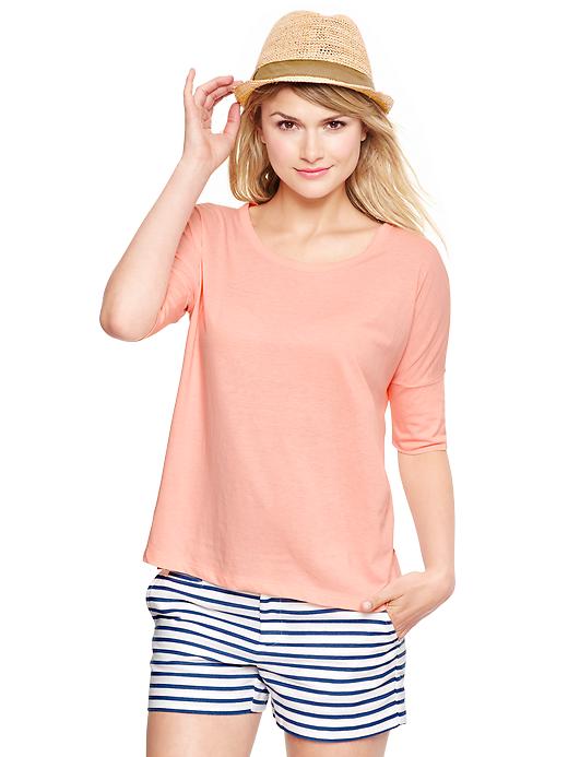 1 of 8 showing, with the color energetic peach of product Luxe jersey boxy top