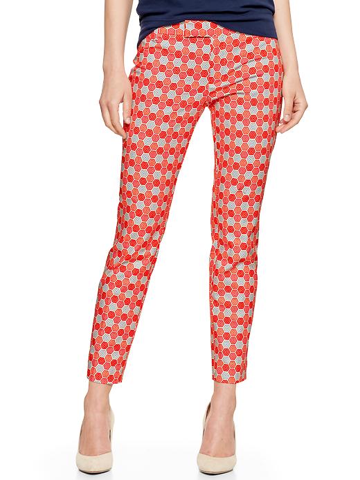 1 of 8 showing, with the color geometric of product Slim cropped print pants