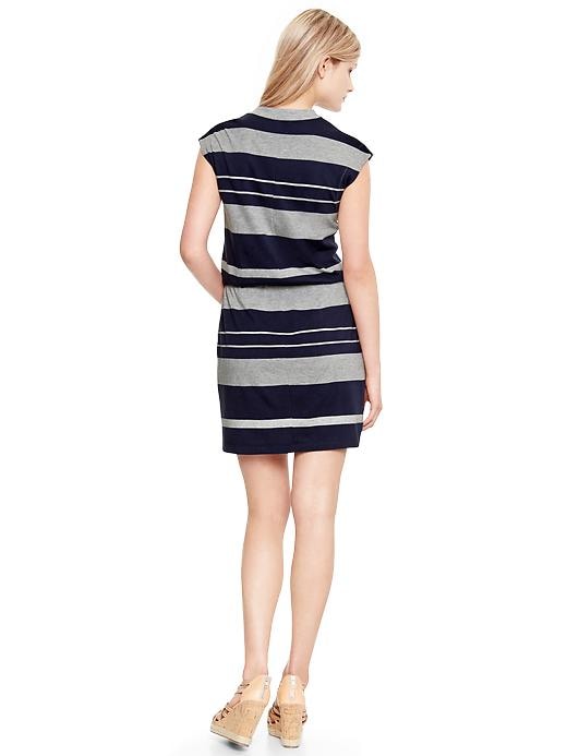 2 of 8 showing, with the color navy stripe of product Drop-waist striped jersey shirtdress