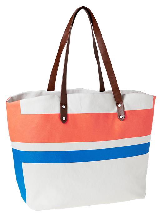 1 of 8 showing, with the color ivory frost of product Colorblock canvas tote