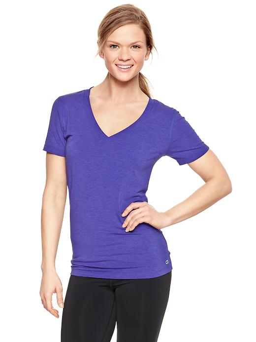 1 of 8 showing, with the color purple paradise of product GapFit Breathe V-neck tee