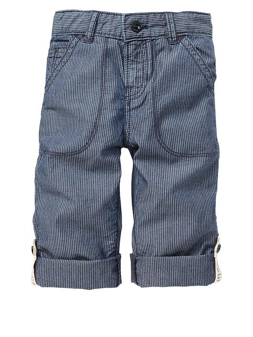 1 of 8 showing, with the color indigo stripe of product Convertible striped jeans