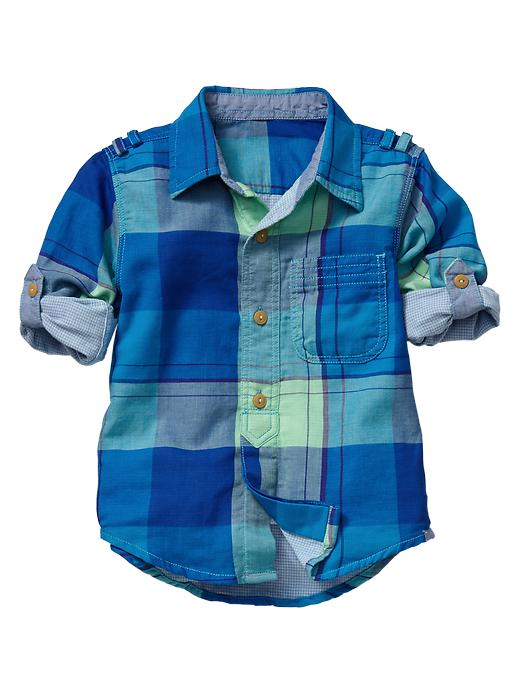 1 of 8 showing, with the color azure of product Convertible plaid shirt