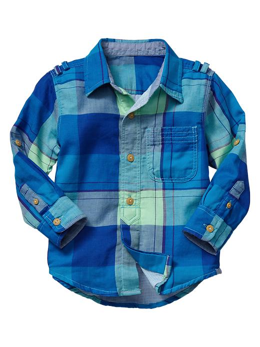 2 of 8 showing, with the color azure of product Convertible plaid shirt