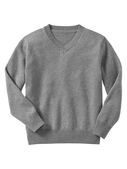 1 of 8 showing, with the color heather gray of product V-neck sweater