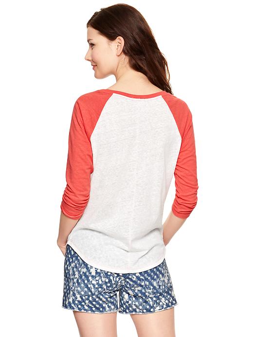 2 of 8 showing, with the color fire coral of product Baseball T