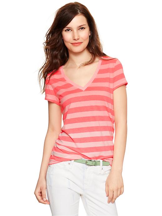 1 of 8 showing, with the color pink combo of product Essential dip-dye striped T