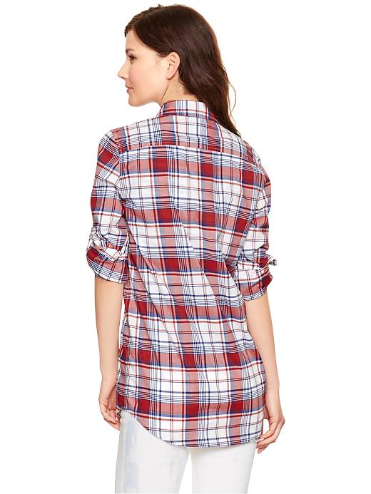 2 of 8 showing, with the color red plaid of product Plaid henley tunic