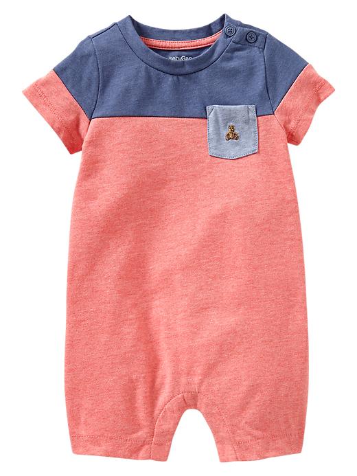 1 of 8 showing, with the color hot coral of product Colorblock pocket one-piece