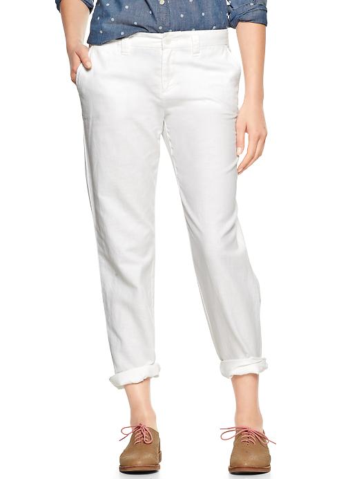 1 of 8 showing, with the color white of product Broken-in straight linen pants
