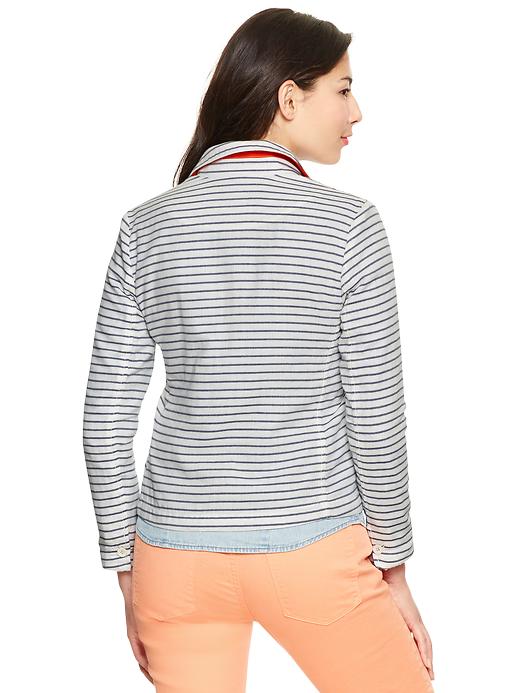 2 of 8 showing, with the color blue white stripe of product Striped unstructured blazer