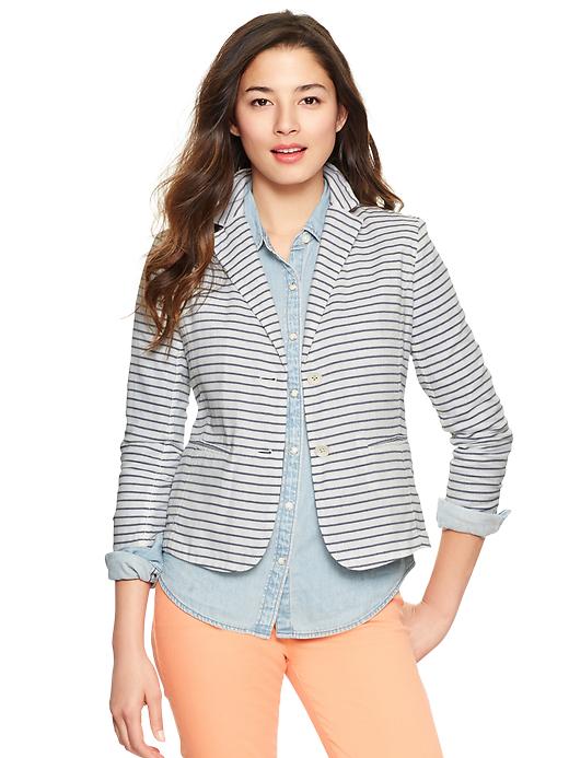 1 of 8 showing, with the color blue white stripe of product Striped unstructured blazer