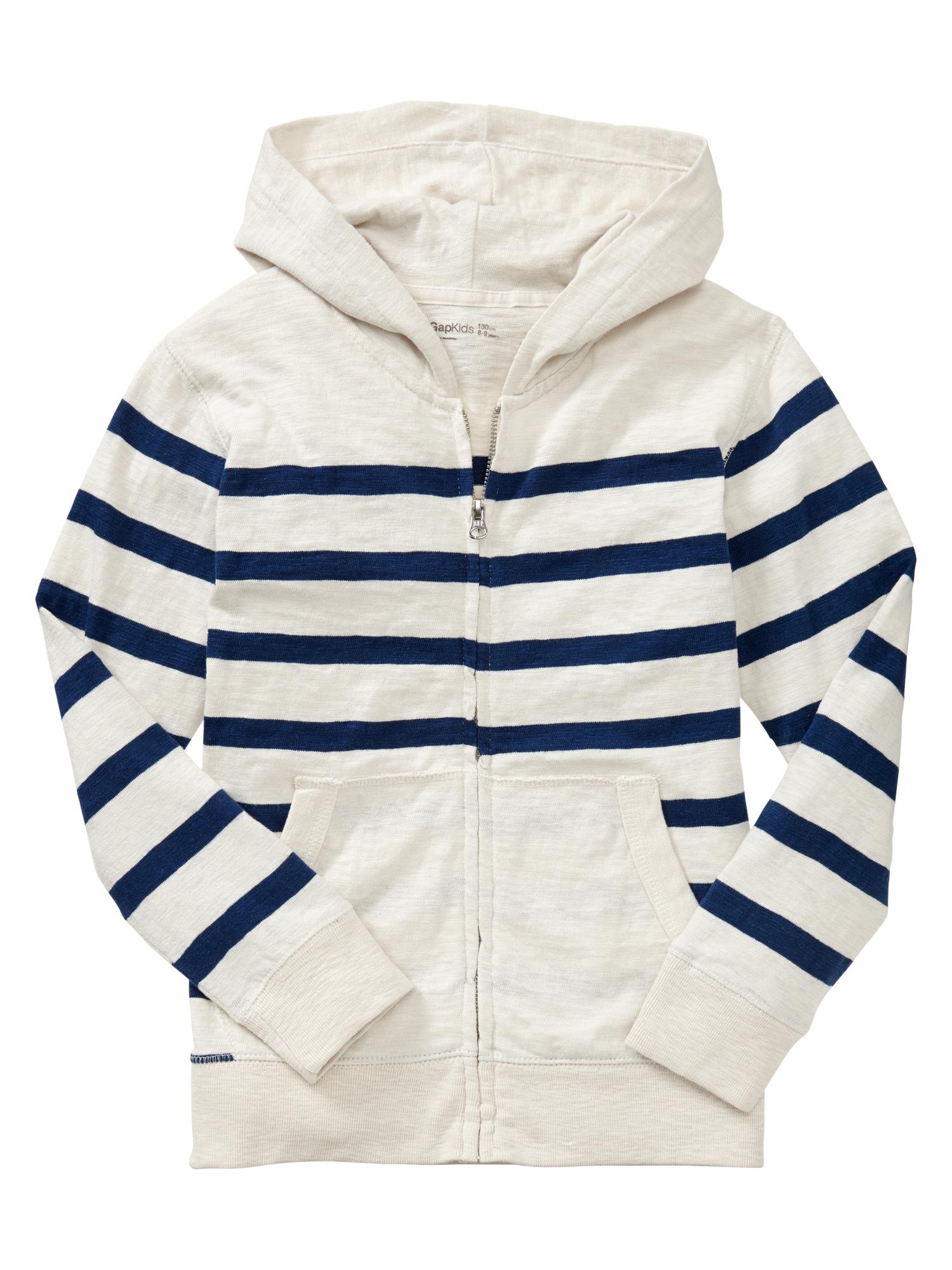 Striped button hoodie
