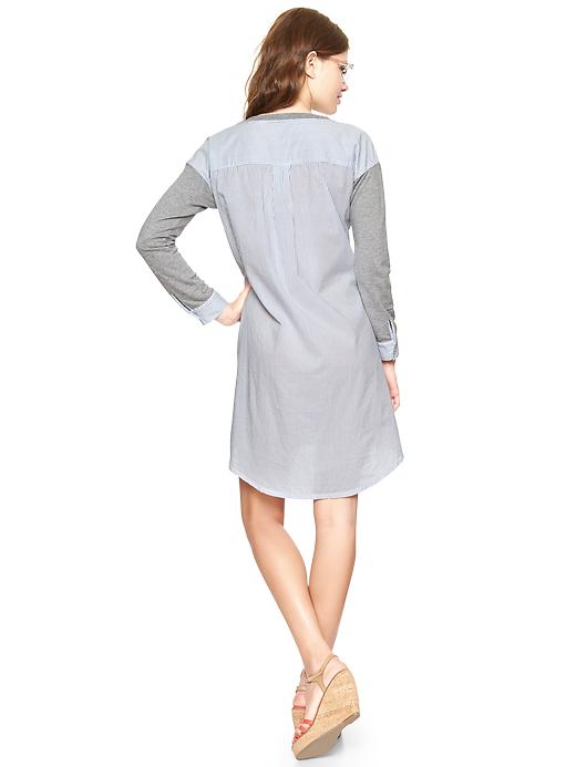 2 of 8 showing, with the color heather gray of product Striped mix sweatshirt dress