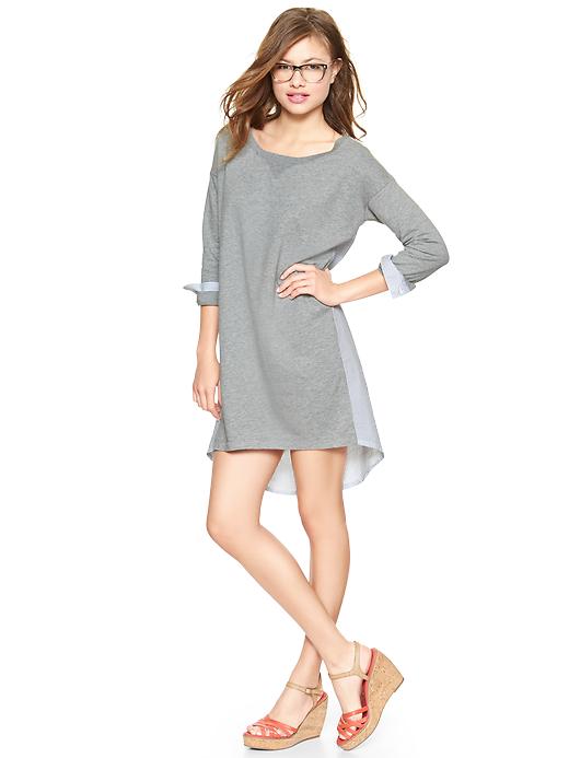 1 of 8 showing, with the color heather gray of product Striped mix sweatshirt dress