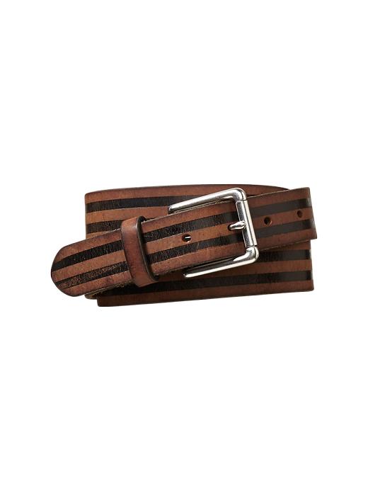 View large product image 1 of 1. Leather striped belt