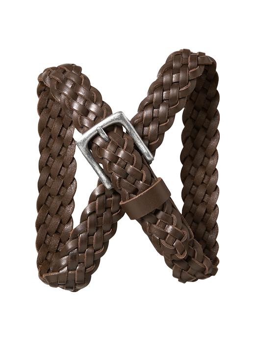 1 of 8 showing, with the color dark brown of product Kids Braided Leather Belt
