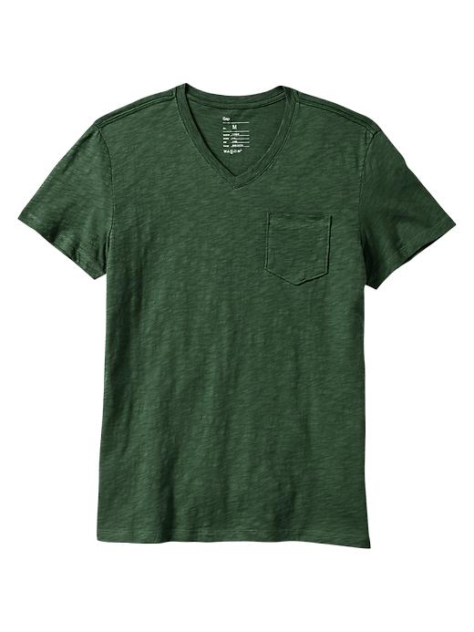 1 of 8 showing, with the color rugby green of product Slub pocket V-neck T