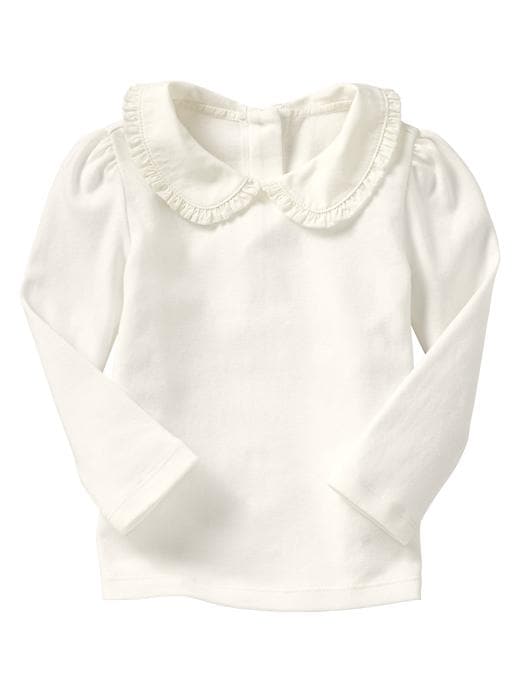 1 of 8 showing, with the color off white of product Ruffle Peter Pan top
