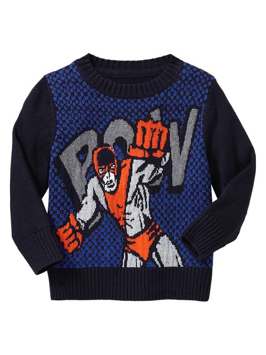 View large product image 1 of 1. Superhero graphic sweater