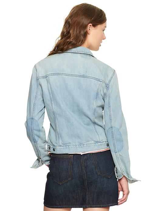 2 of 8 showing, with the color rosewood wash of product 1969 denim drop-pocket jacket