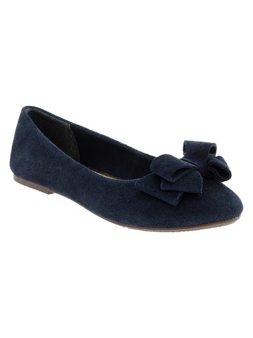 1 of 8 showing, with the color true navy of product Suede bow ballet flats