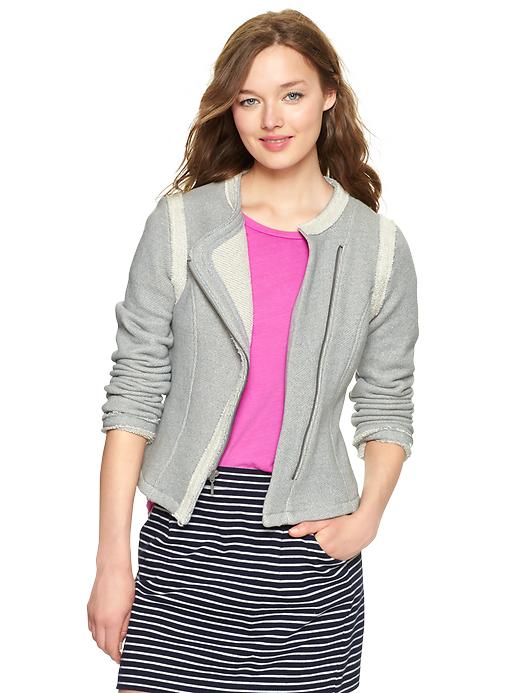 1 of 8 showing, with the color heather gray of product Terry moto jacket