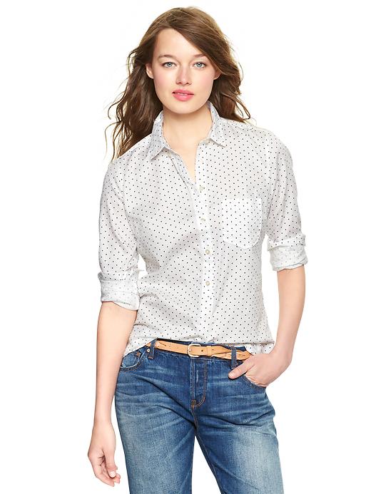 1 of 8 showing, with the color blue dots of product New tailored dot print shirt