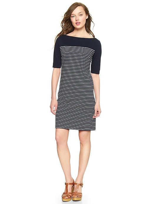 1 of 8 showing, with the color navy combo of product Boatneck mariner dress