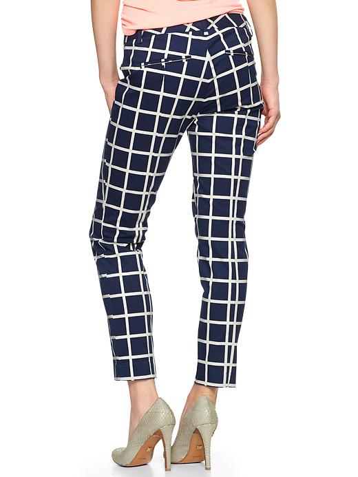 2 of 8 showing, with the color blue grid of product Slim cropped print pants