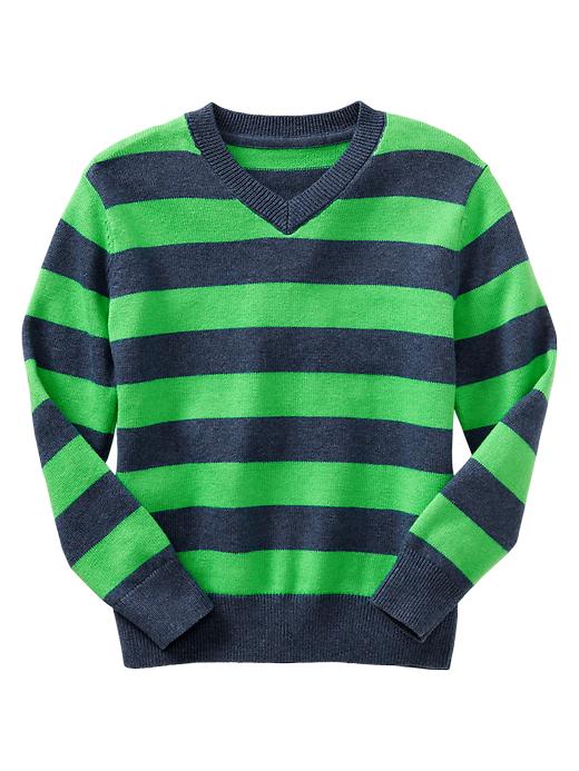 1 of 8 showing, with the color green stripe of product Stripe V-neck sweater