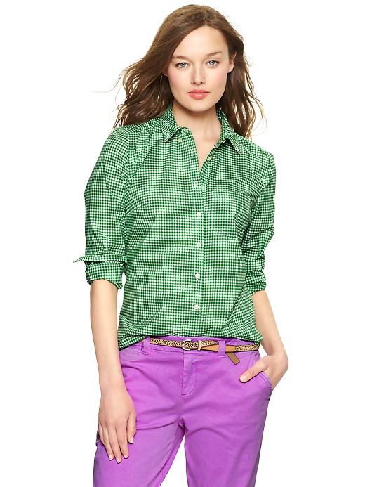 1 of 8 showing, with the color green gingham of product Shrunken boyfriend gingham shirt