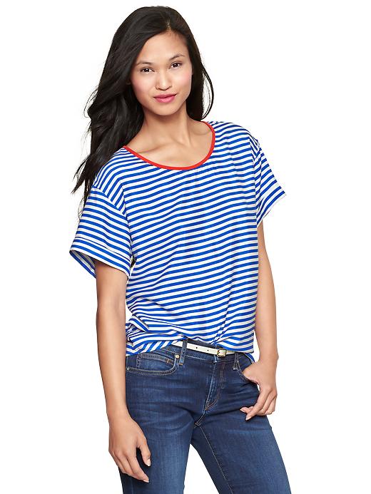 1 of 8 showing, with the color blue & white stripe of product Stripe silk top