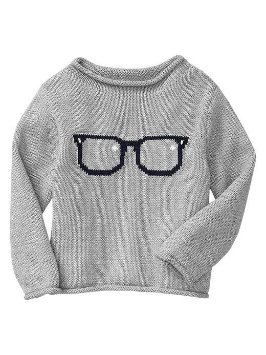 1 of 8 showing, with the color gray of product Intarsia glasses sweater